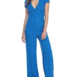 Free People Blue Floral Jumpsuit
